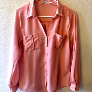 Coral Flowy Button-up